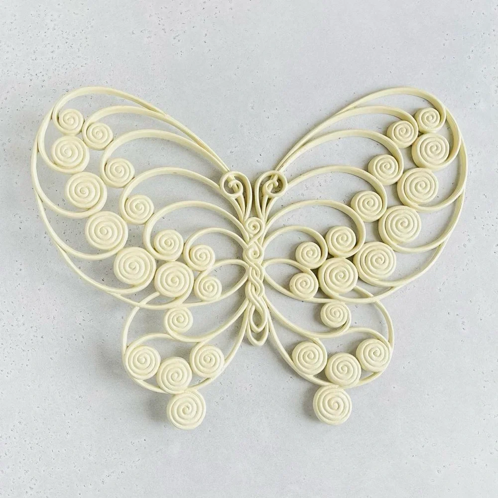 Pair of Vintage 1975 Large Burwood Cream Ivory Tone Butterfly Wall Hangings